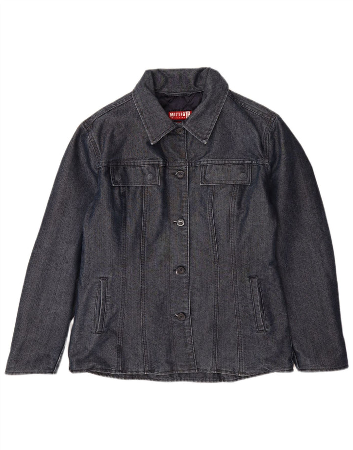 MUSTANG Womens Denim Jacket UK 14 Large Navy Blue Cotton