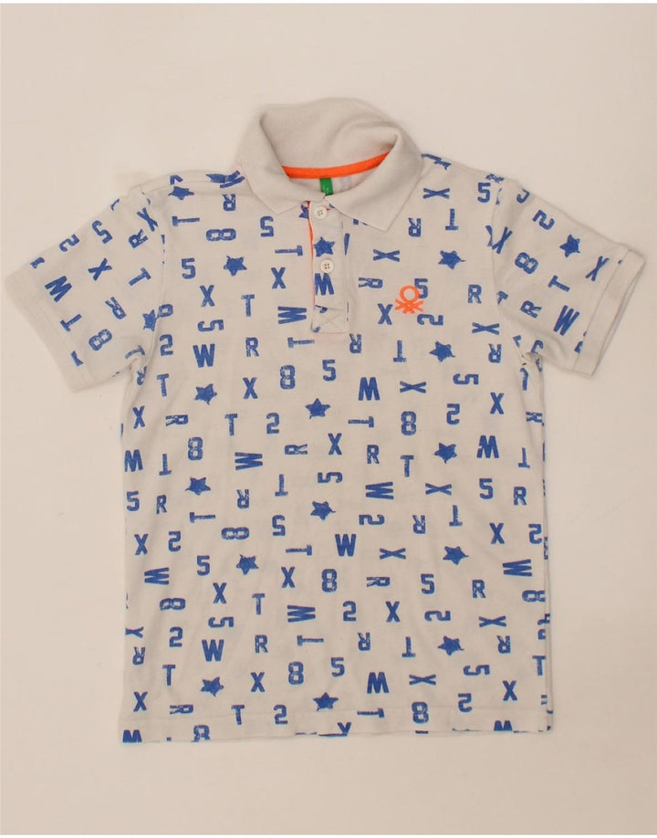 BENETTON Boys Graphic Polo Shirt 11-12 Years White Vintage Benetton and Second-Hand Benetton from Messina Hembry 