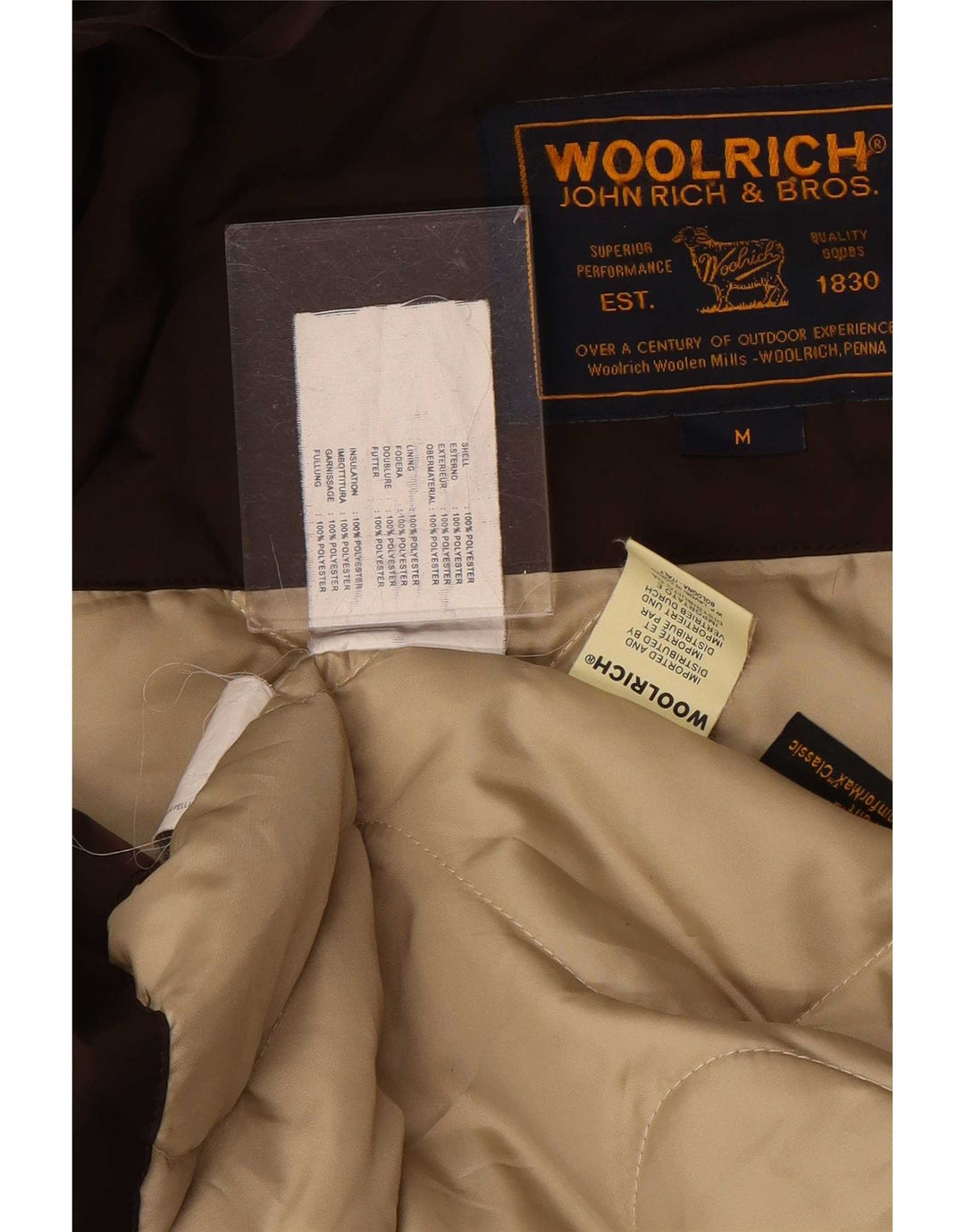 Woolrich Womens Hooded Parka Jacket UK 14 Medium Brown Polyester