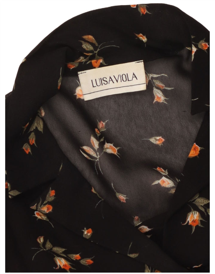 LUISA VIOLA Womens See Through Shirt Blouse UK 20 2XL Black Floral
