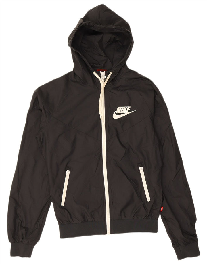 NIKE Mens Hooded Tracksuit Top Jacket Small Black Polyester