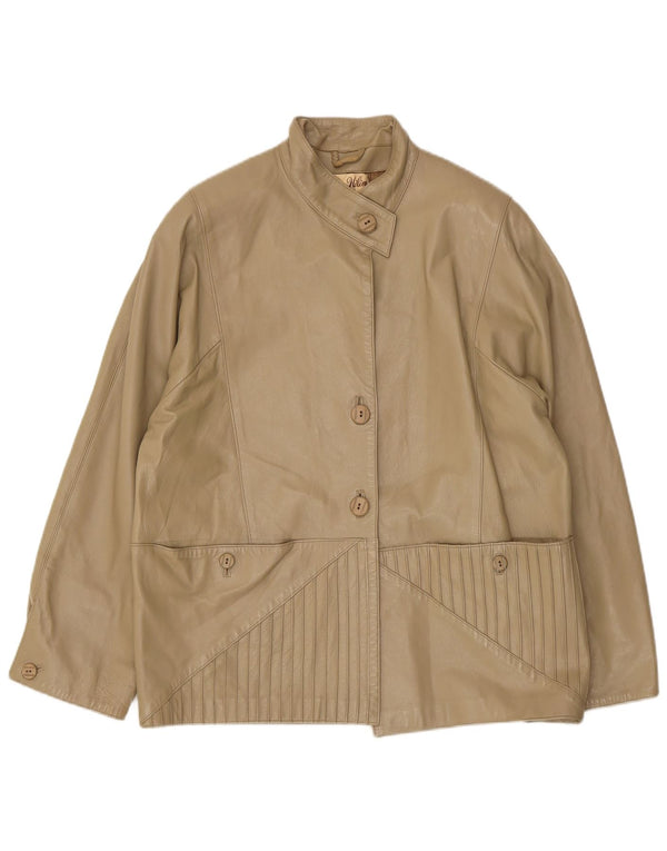 Vintage Womens Leather Jacket IT 46 Large Beige Leather