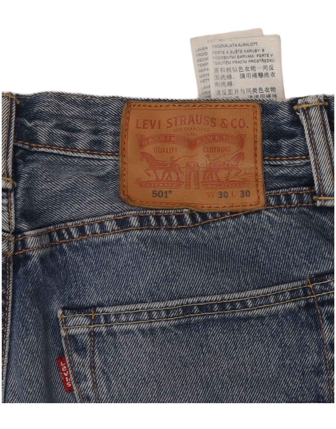 LEVI'S Mens 501 Straight Jeans W30 L30 Blue Cotton