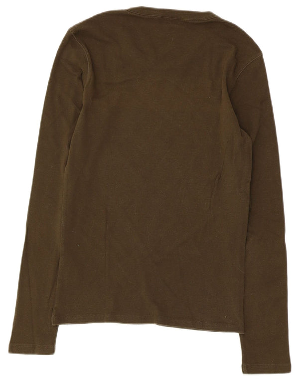 Max & Co. Womens Graphic Top Long Sleeve UK 8 Small Khaki Cotton