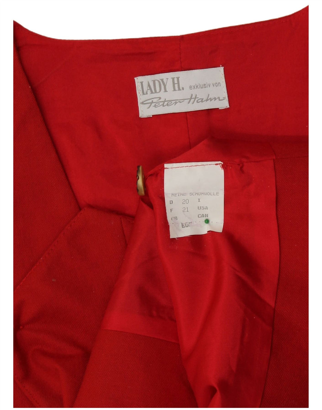 PETER HAHN Womens Crop Waistcoat UK 20 2XL Red Floral Virgin Wool