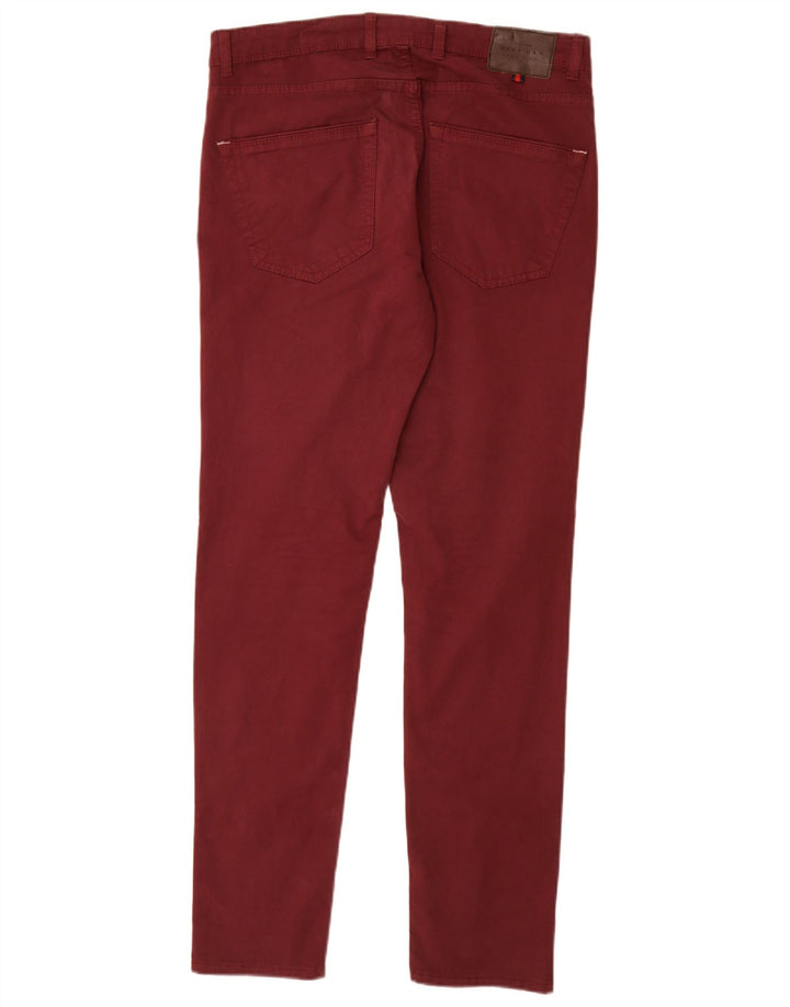 ZARA Mens Slim Casual Trousers EU 38 Small W30 L32 Burgundy Cotton