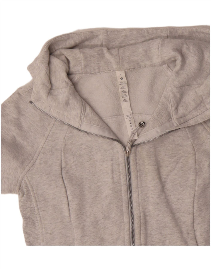 LULULEMON Womens Zip Hoodie Sweater US 6 Medium Grey Cotton