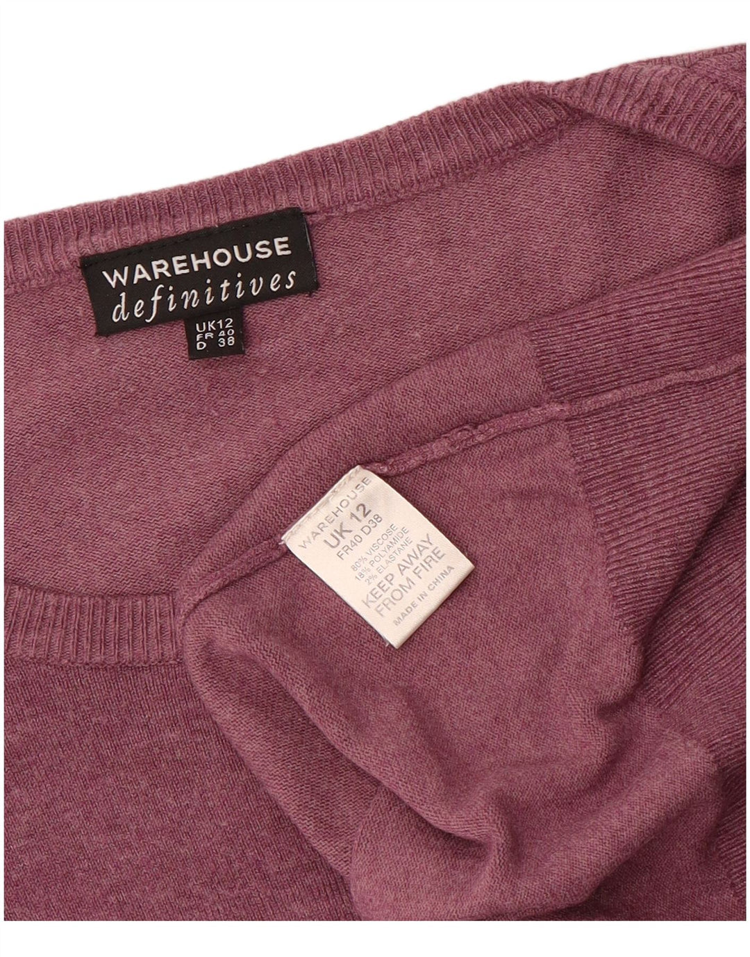 WAREHOUSE Womens Boat Neck Jumper Sweater UK 12 Medium  Purple Viscose