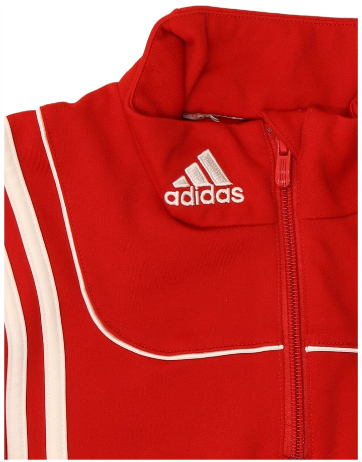Adidas Mens Zip Neck Sweatshirt Jumper Medium Red Polyester