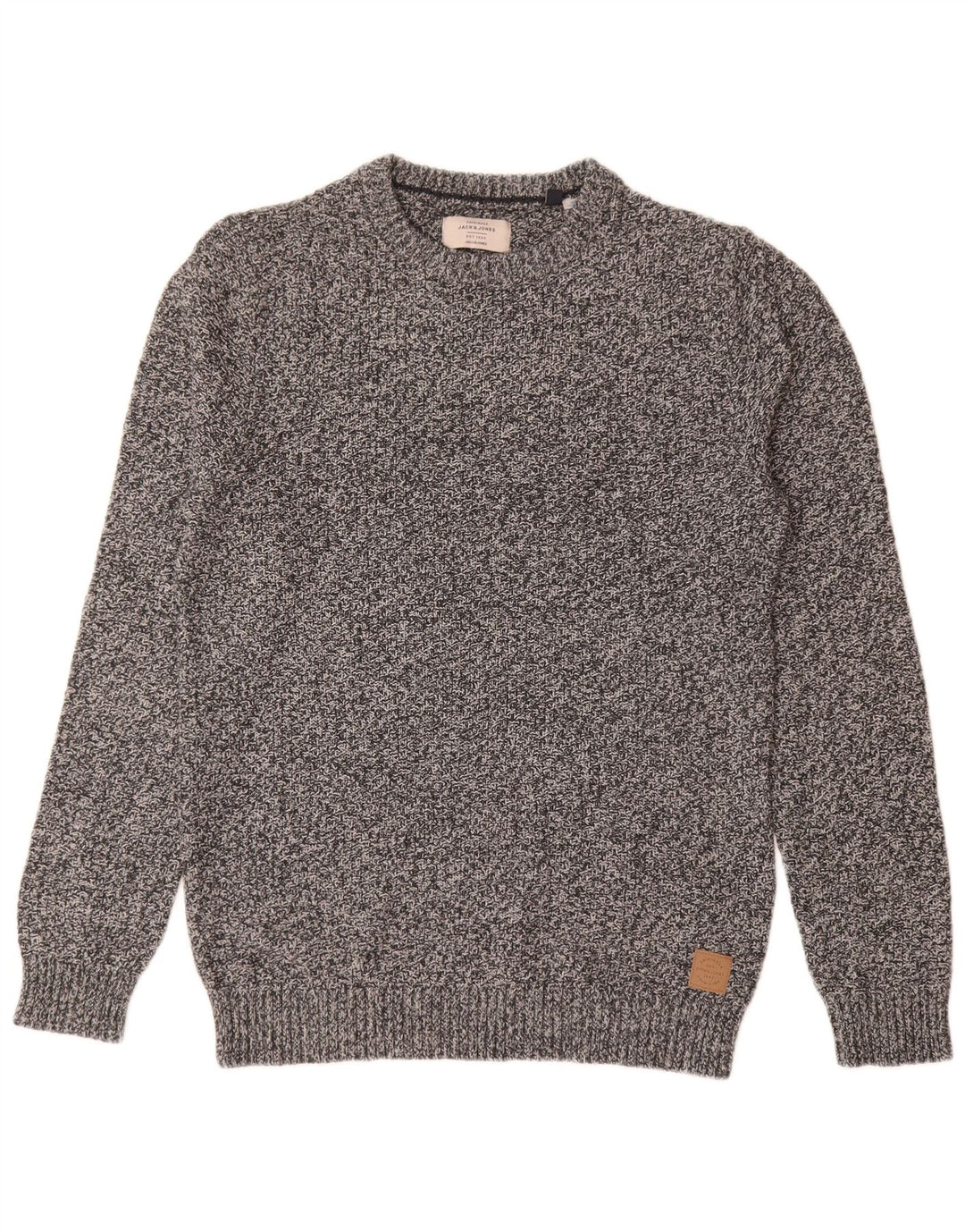 Jack & Jones Mens Crew Neck Jumper Sweater Medium Grey Flecked Cotton