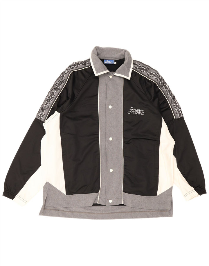 Asics Mens Graphic Tracksuit Top Jacket Medium Black Colourblock