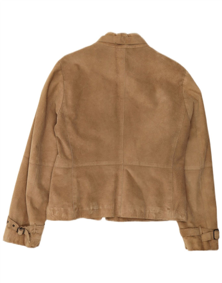 Penny Black Womens Suede Jacket UK 12 Medium Beige Leather