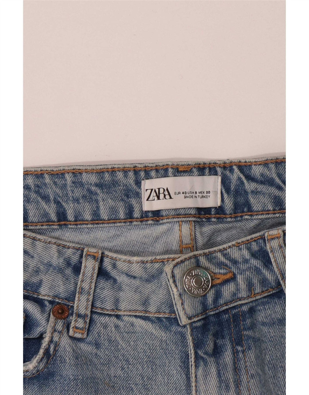 Zara Womens Distressed Straight Jeans EU 40 Medium W30 L28 Blue
