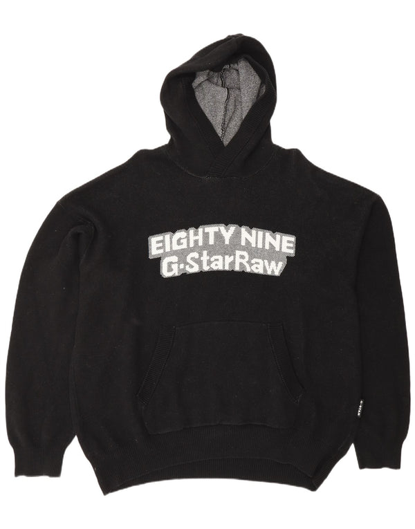 G-STAR Mens Graphic Hoodie Jumper Large Black Cotton