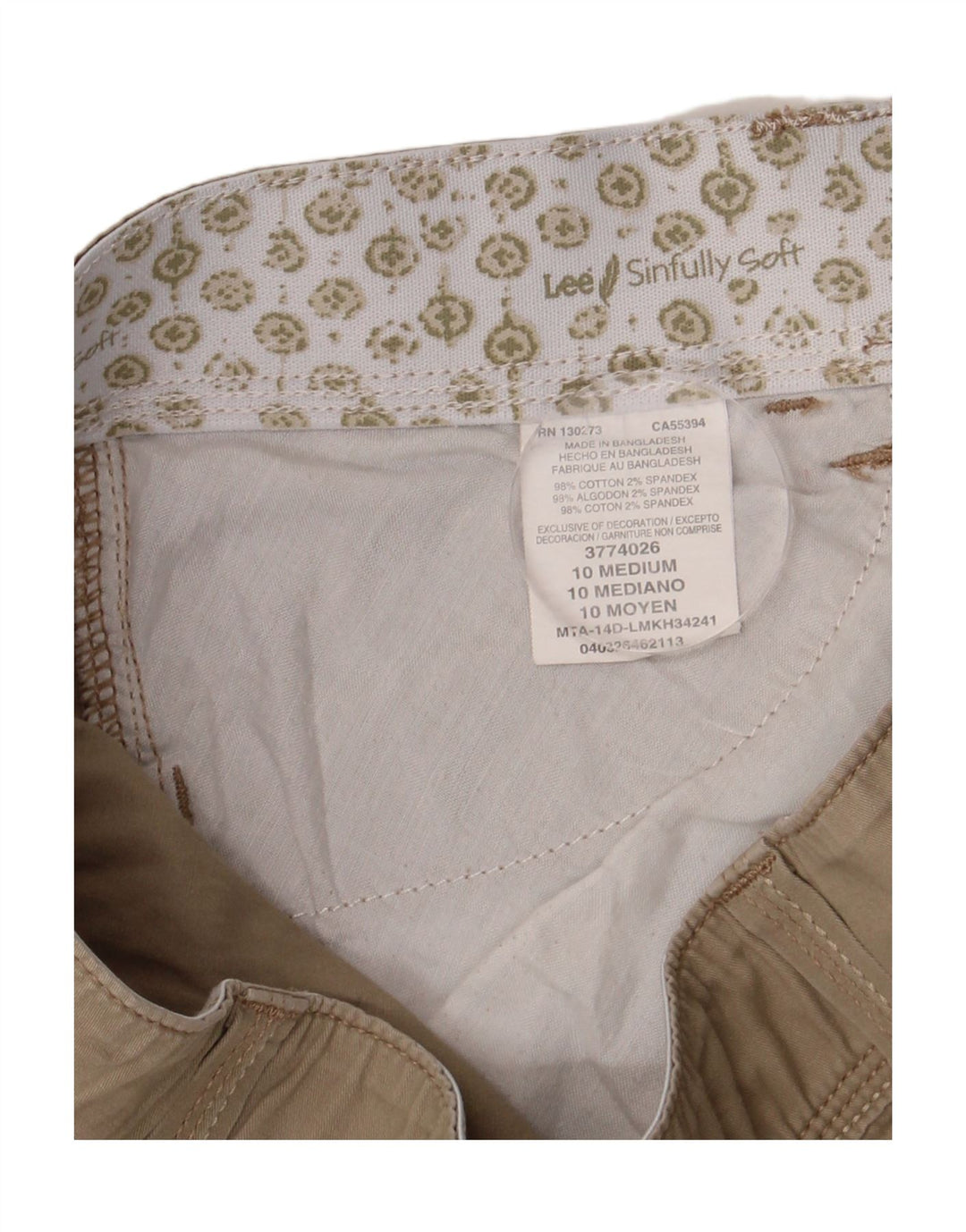 Lee Womens Cargo Shorts US 10 Large W32 Beige Cotton