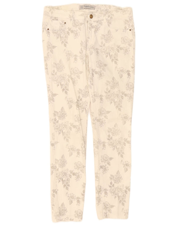 Zara Womens Trafaluc Slim Casual Trousers EU 38 Small W28 L27 White Floral