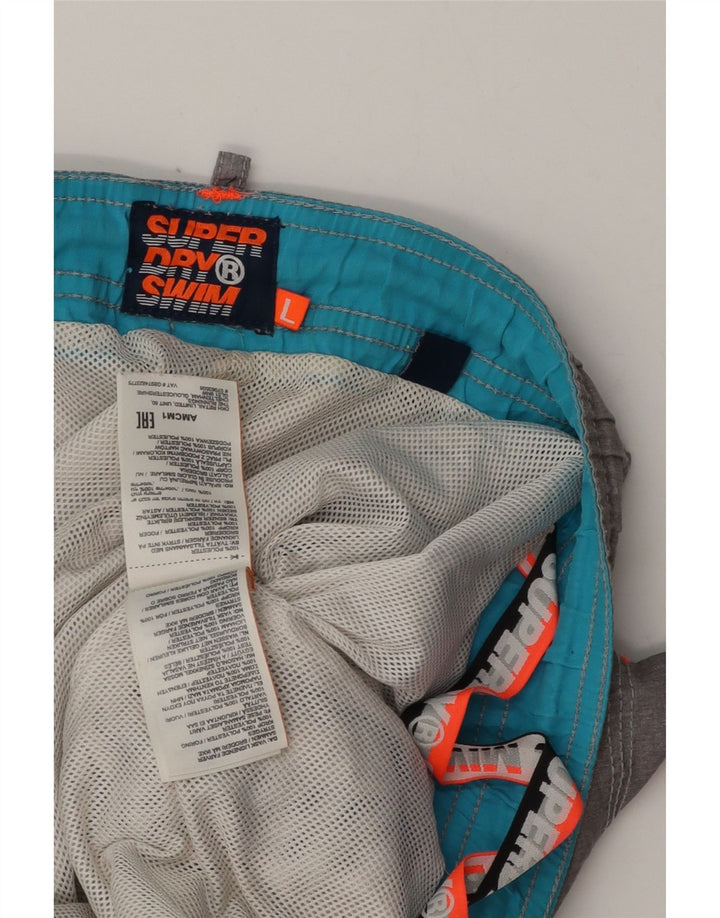 Superdry Mens Graphic Swimming Shorts Large Grey Polyester