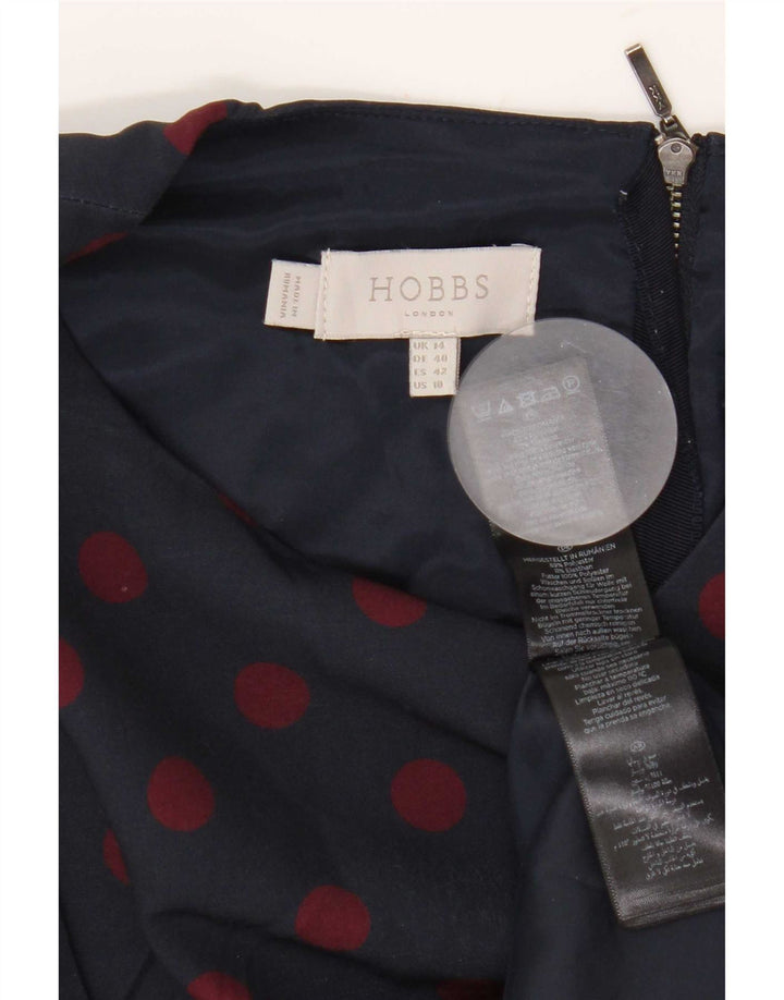 Hobbs Womens Sheath Dress UK 14 Medium Navy Blue Spotted Polyester