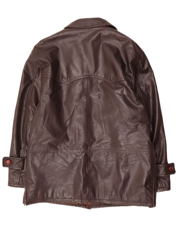 Vintage Mens Leather Jacket IT 48 Medium Brown Leather