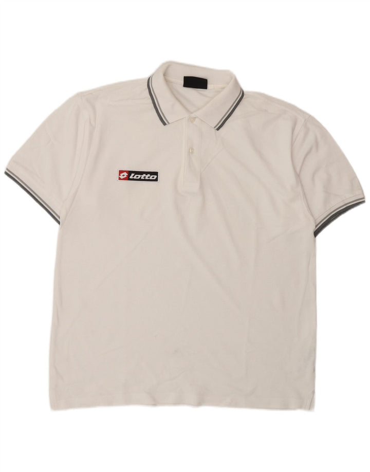 Lotto Mens Polo Shirt Large White Cotton