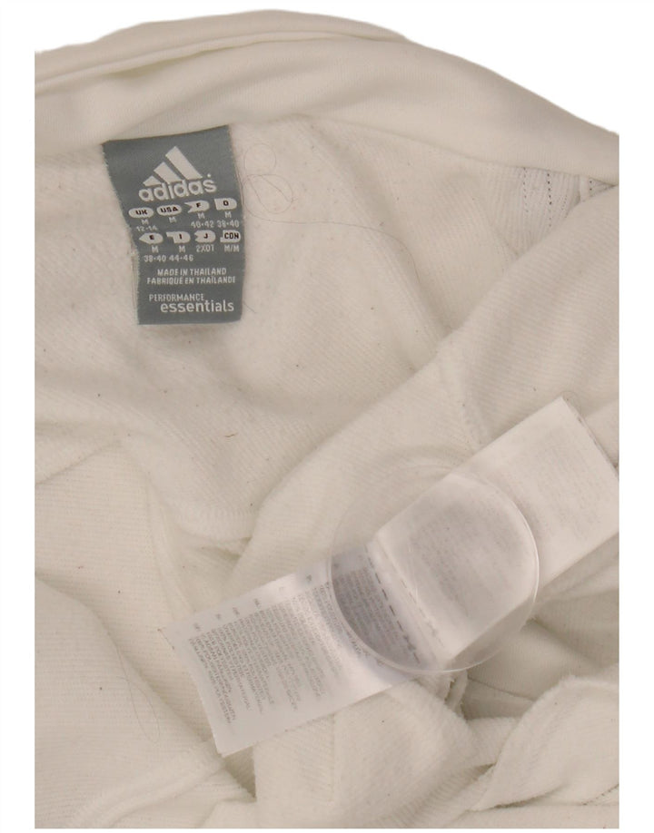 ADIDAS Womens Tracksuit Top Jacket UK 12/14 Medium White Polyester