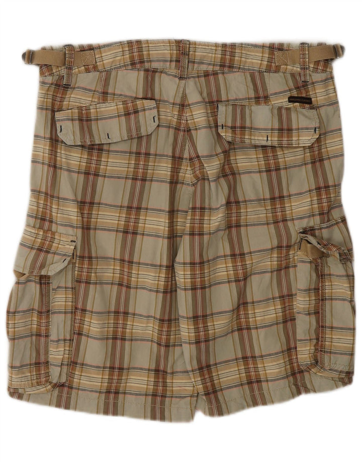 Marlboro Classics Mens Cargo Shorts W31 Medium Beige Check Cotton