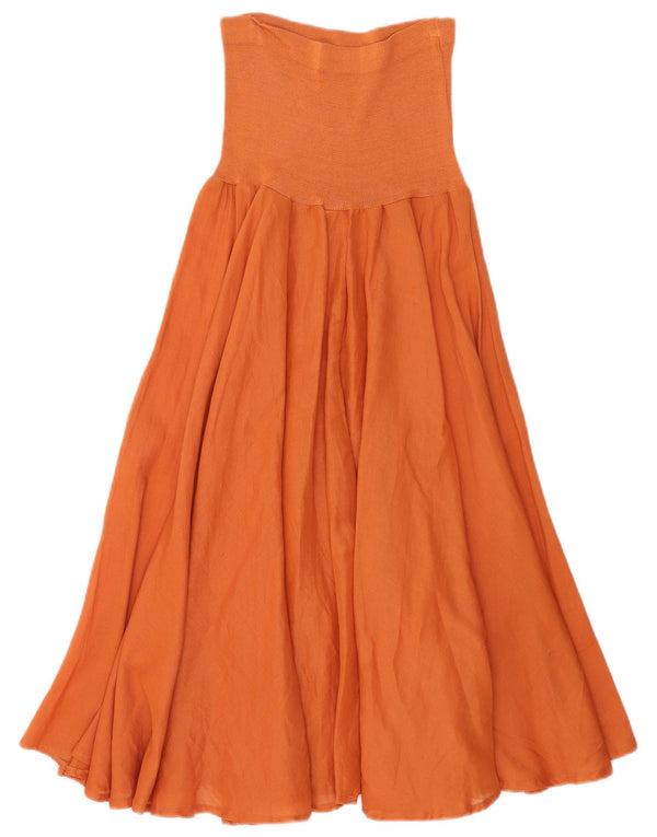 Vintage Womens Strapless Dress UK 12 Medium Orange Wool