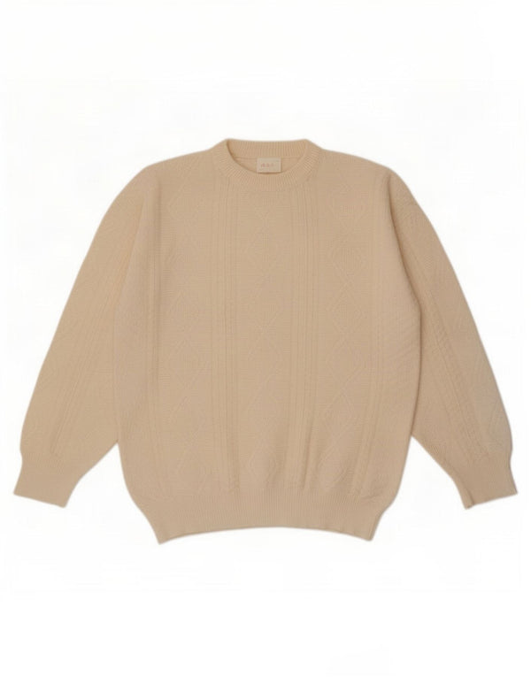 A.S.F Mens Crew Neck Jumper Sweater Medium Off White