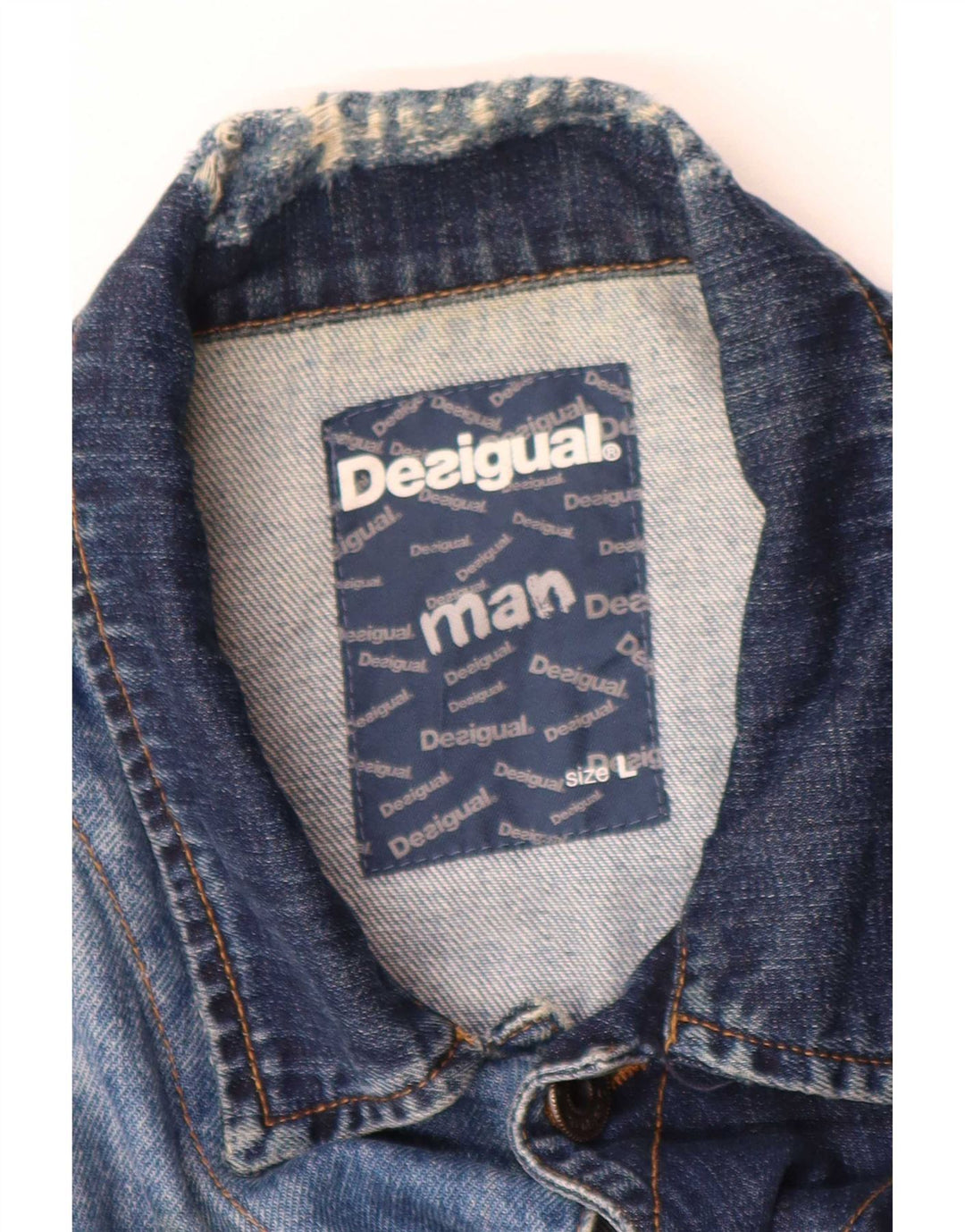 Desigual Mens Denim Jacket UK 40 Large Blue Cotton