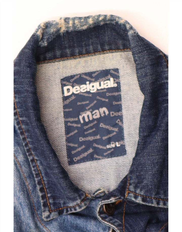 Desigual Mens Denim Jacket UK 40 Large Blue Cotton