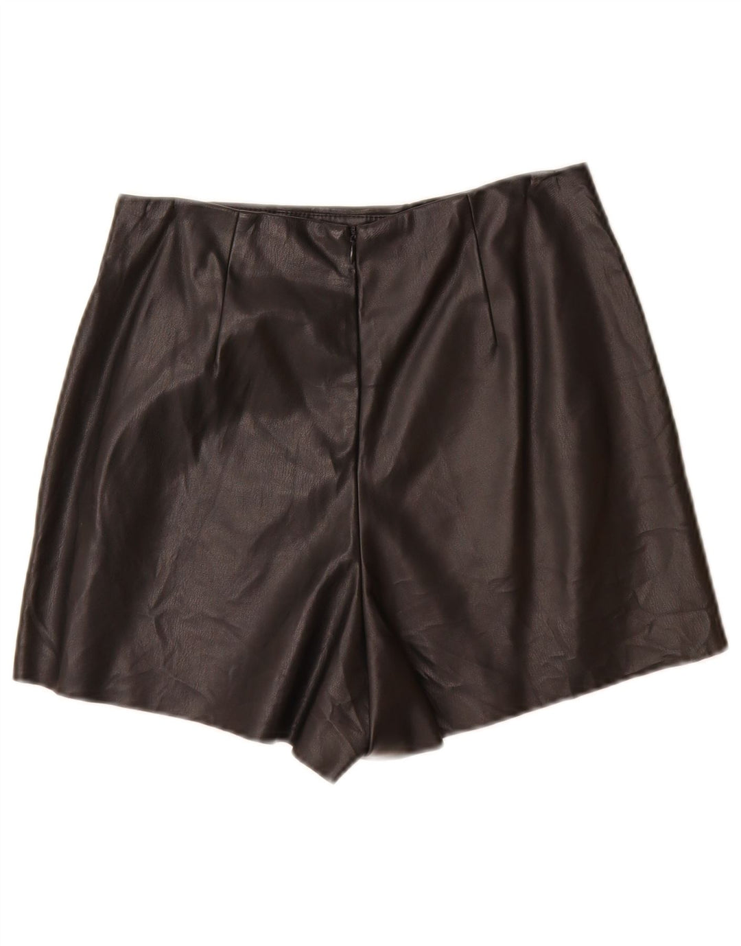 ZARA Womens Faux Leather Casual Shorts Small W26  Black Polyurethane