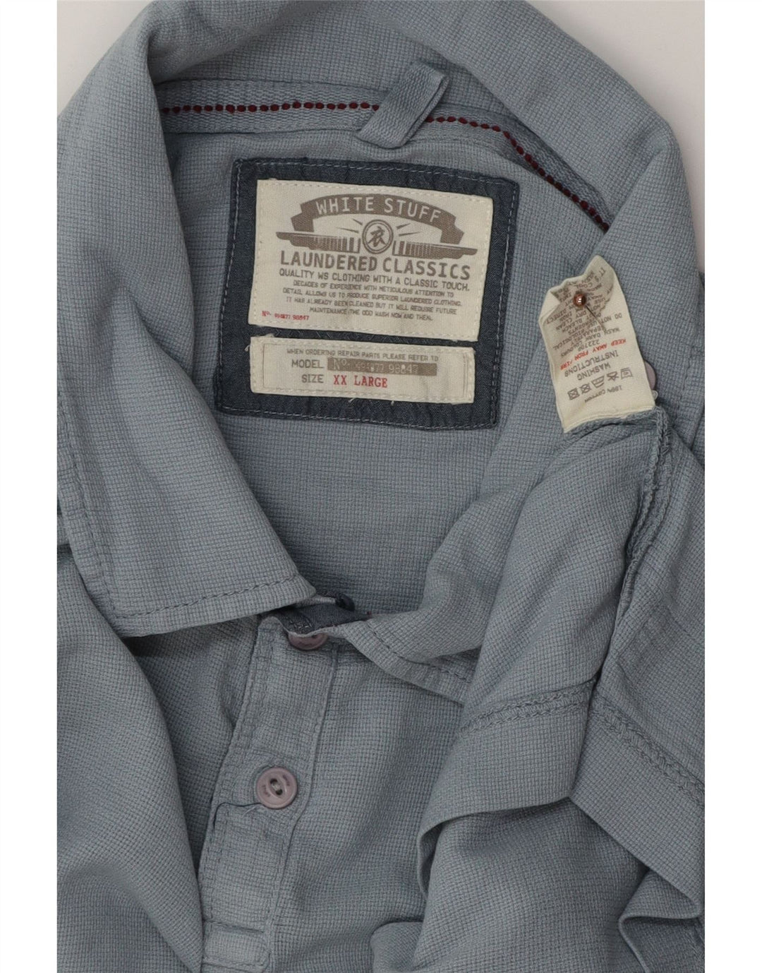 WHITE STUFF Mens Polo Shirt 2XL Blue Cotton