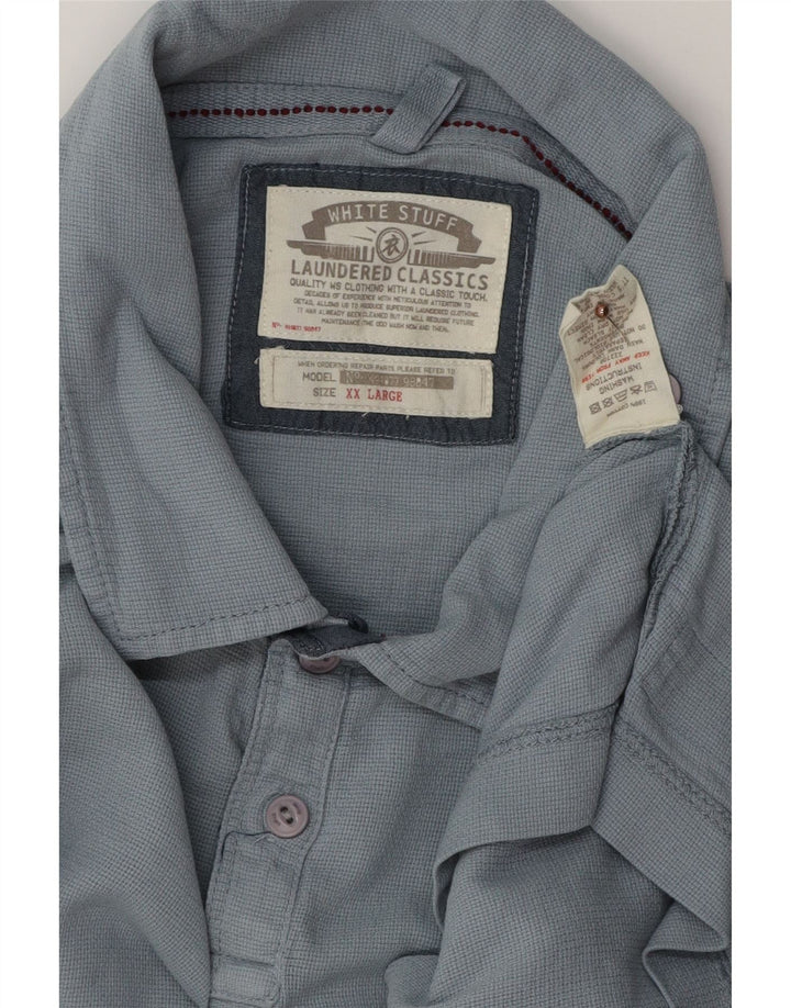 WHITE STUFF Mens Polo Shirt 2XL Blue Cotton