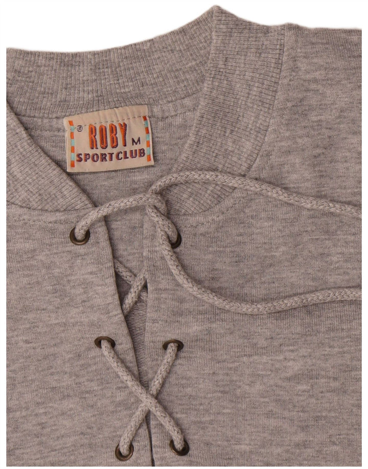 Roby Mens Graphic Sweatshirt Jumper Medium Grey Cotton