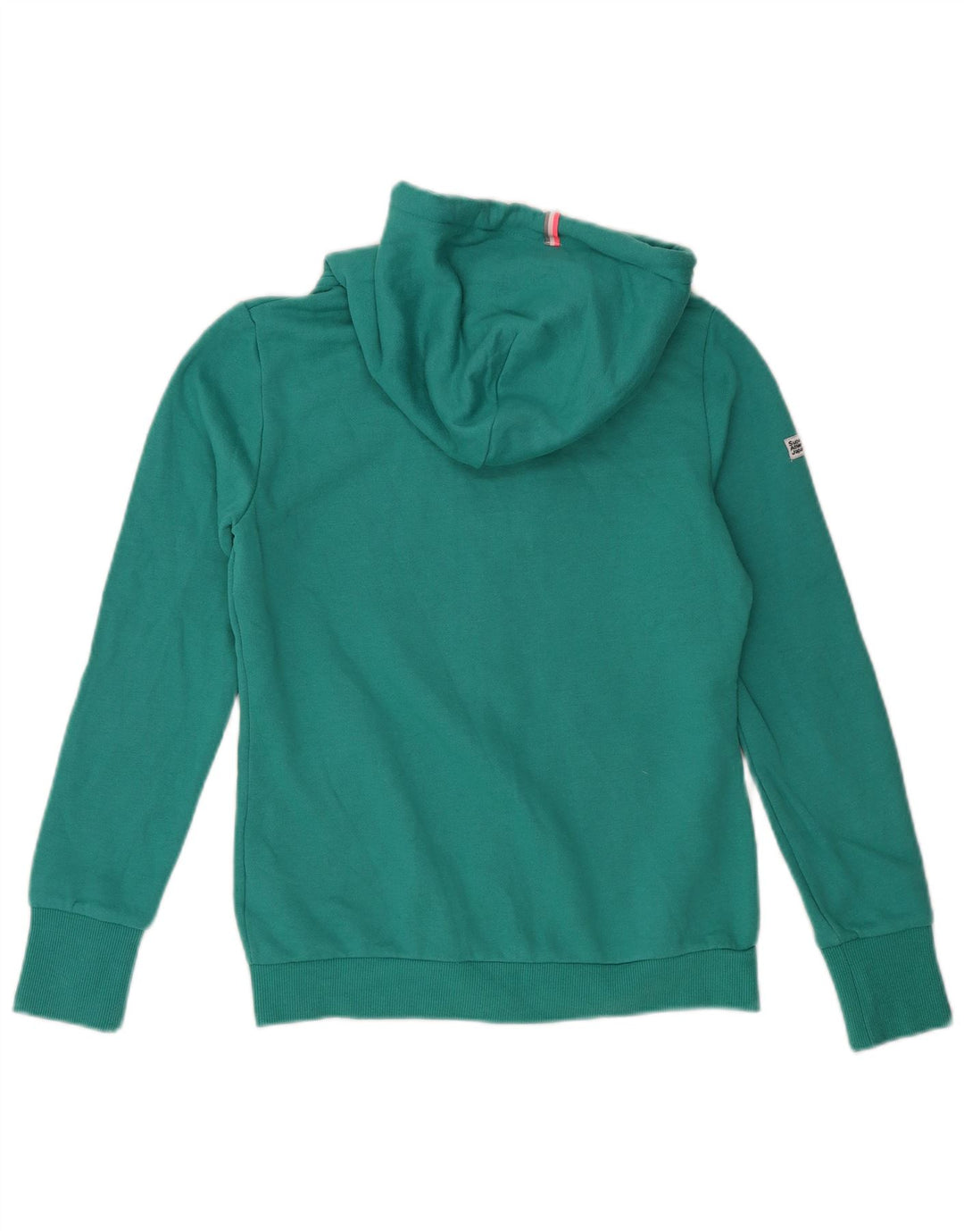 SUPERDRY Womens Zip Hoodie Sweater UK 12 Medium Green Cotton