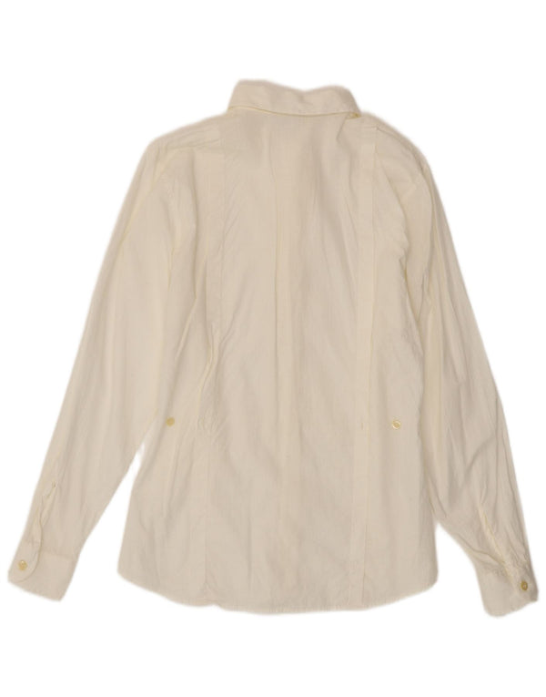 Benetton Womens Shirt IT 42 Medium White Cotton