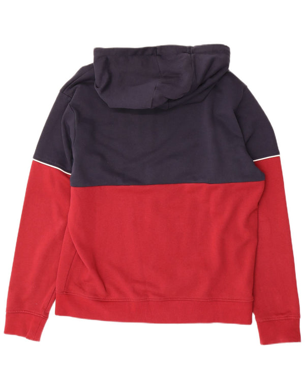 ELLESSE Mens Zip Hoodie Sweater Medium Red Colourblock Cotton