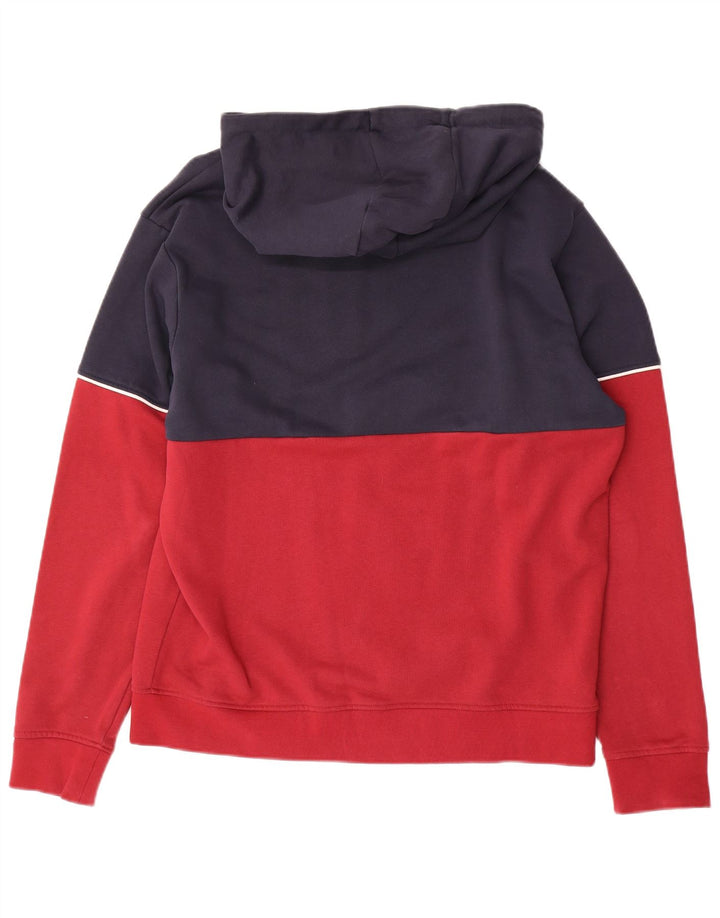 ELLESSE Mens Zip Hoodie Sweater Medium Red Colourblock Cotton