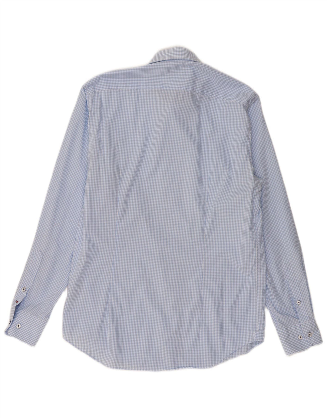 Tommy Hilfiger Mens Tailored Shirt Size 40 15 3/4 Medium Blue Gingham