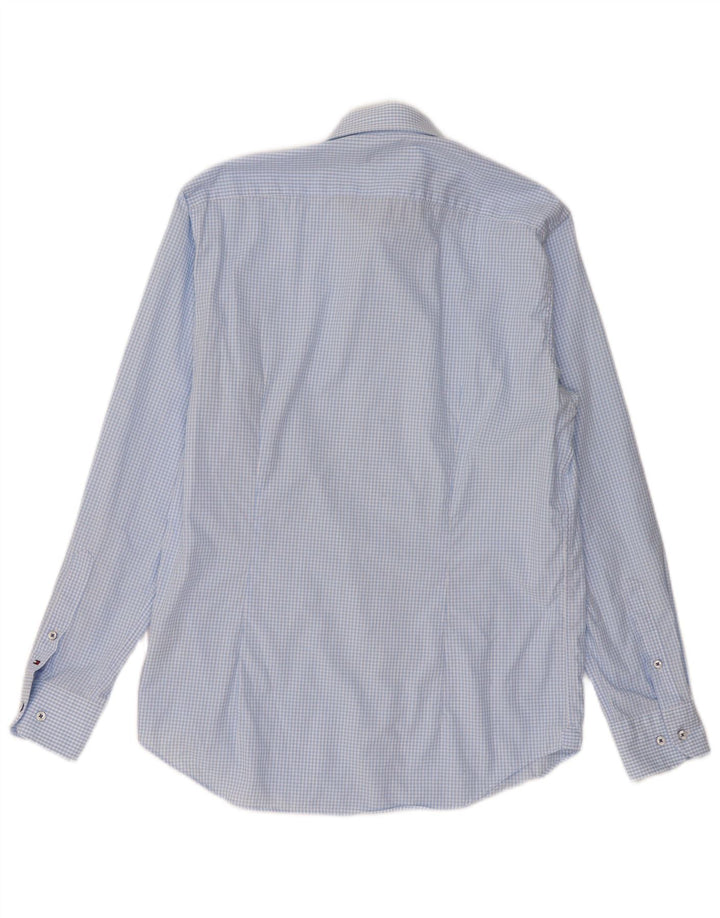 Tommy Hilfiger Mens Tailored Shirt Size 40 15 3/4 Medium Blue Gingham