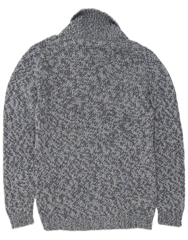 Fred Perry Mens Shawl Neck Jumper Sweater Medium Blue Flecked Wool