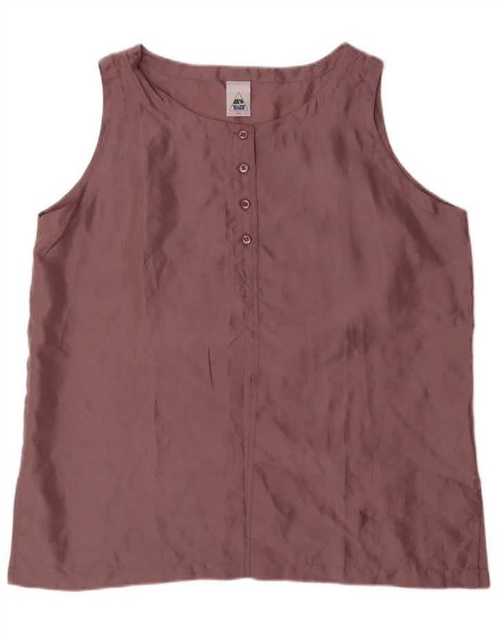 New Fast Womens Sleeveless Blouse Top IT 48 XL Burgundy Silk