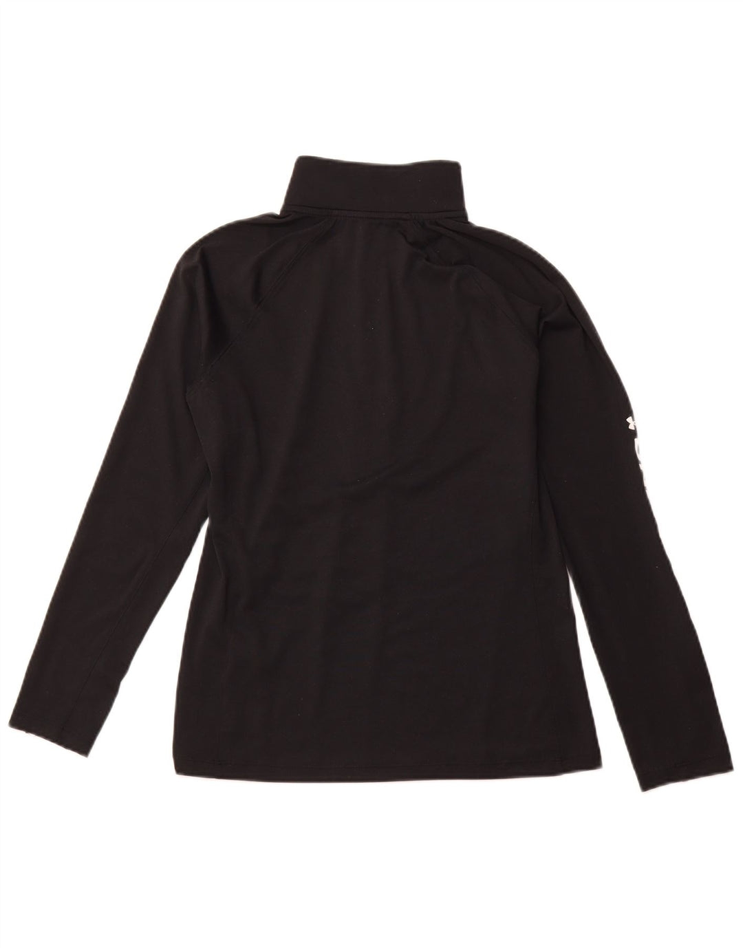 UNDER ARMOUR Womens Zip Neck Graphic Top Long Sleeve UK 14 Medium Black