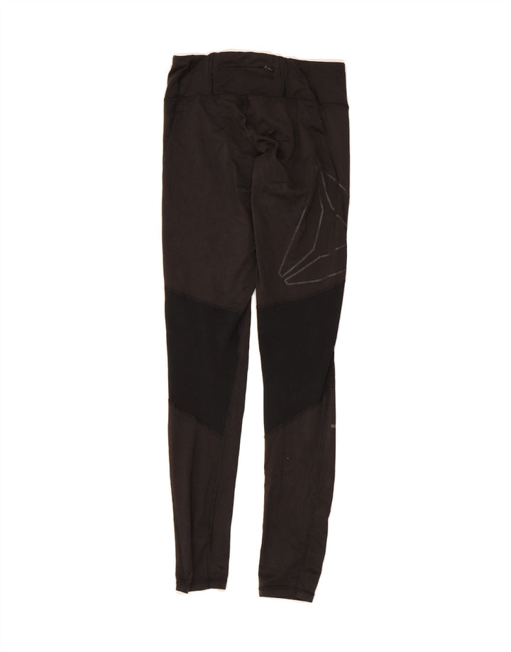 REEBOK Womens Graphic Leggings UK 4/6 XS Black Polyester Vintage Reebok and Second-Hand Reebok from Messina Hembry 