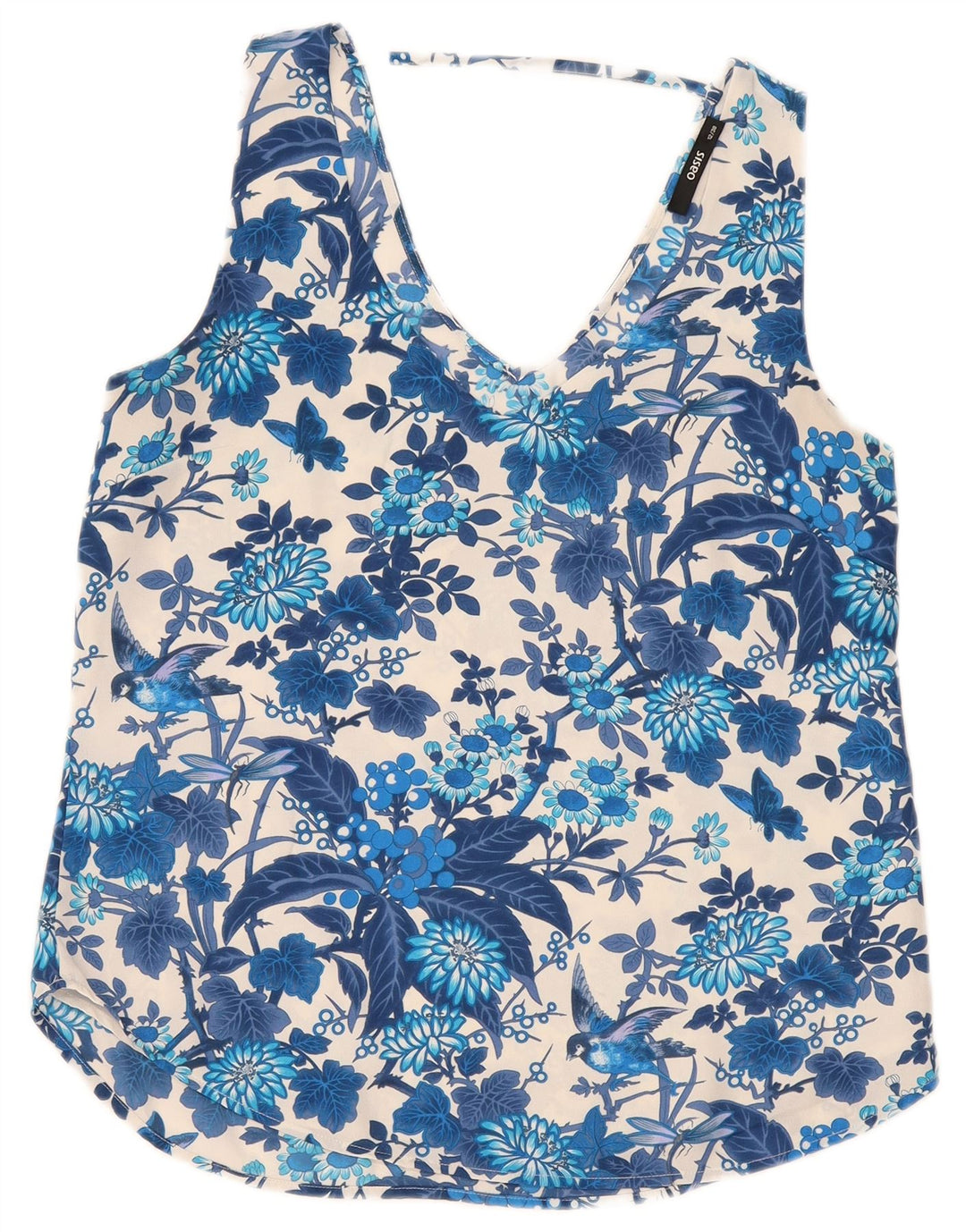 Oasis Womens Sleeveless Blouse Top UK 12 Medium Blue Floral Polyester