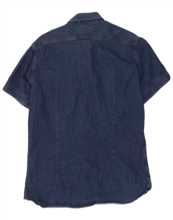 G-Star Mens Short Sleeve Shirt Large Blue Cotton