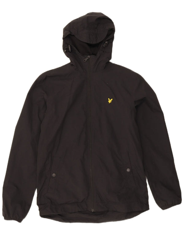 Lyle & Scott Mens Hooded Rain Jacket UK 36 Small Black Nylon
