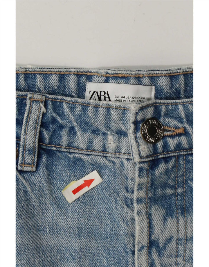 Zara Womens Distressed Denim Shorts EU 44 XL W34 Blue