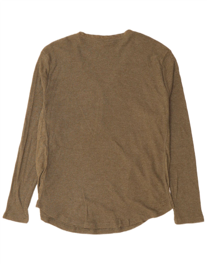 Eddie Bauer Womens Top Long Sleeve UK 20 2XL Khaki Cotton