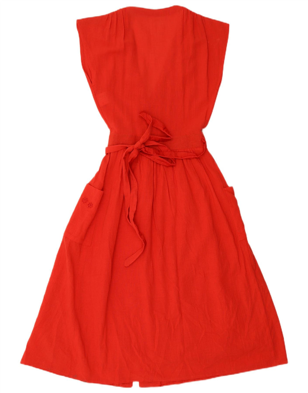 VINTAGE Womens Sleeveless A-Line Dress UK 12 Medium Red Floral